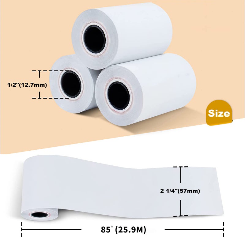 MFLABELÂ® 50 Rolls Thermal Paper (2 1/4" x 85') - POS Receipt Rolls for Cash Register, Credit Card Terminal, Square Reader, Clover & More | High-Sensitivity 48g Thermal Paper, BPA-Free, Sharp Print - Image 2